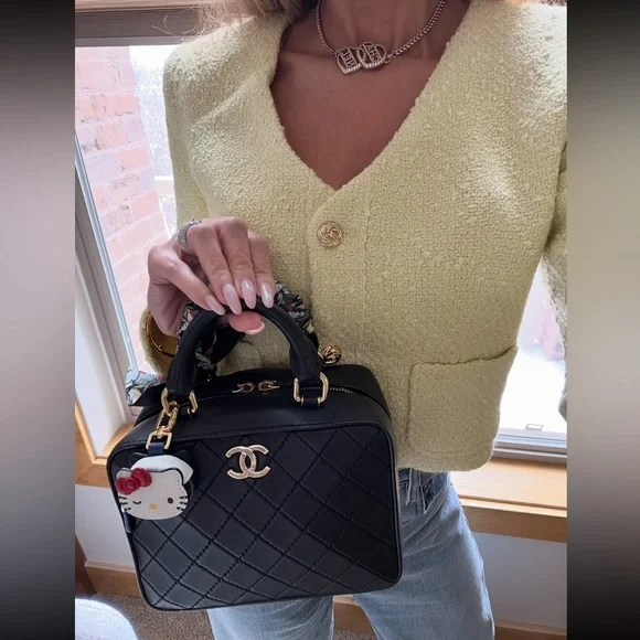 Chanel Black Top Handle Vanity Crossbody Bag with Chanel Strap - Picture 12 of 16